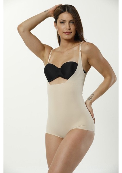 Kadın Ten Lazer Kesim Göğüs Destekli Body Korse 2004
