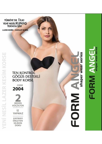 Kadın Ten Lazer Kesim Göğüs Destekli Body Korse 2004 modelleri