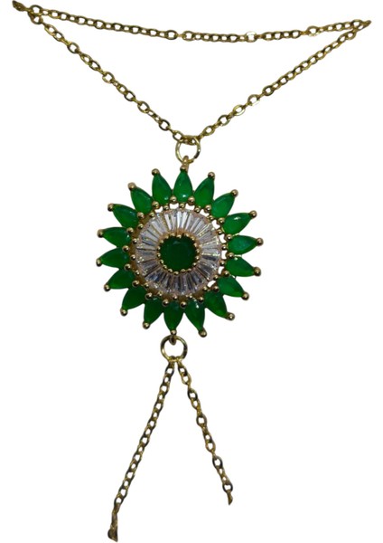 Altın Renk Güneş Yeşil Taş Çelik Şahmeran - 3517 modelleri