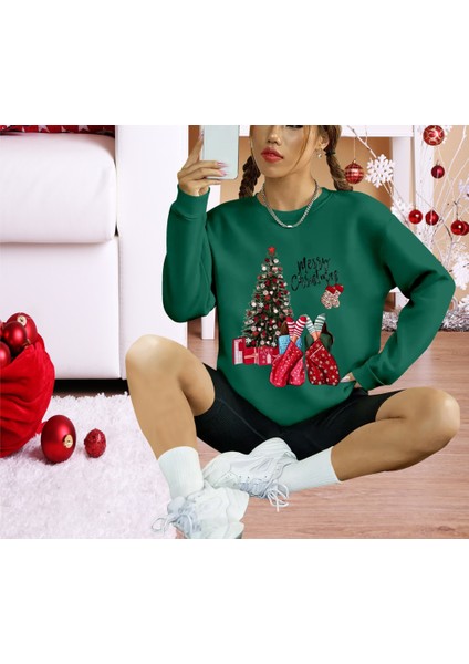 Mottisfashion Kadın Yılbaşı Özel Uzun Kollu Bisiklet Yaka Viskon Iki Iplik Bluz
