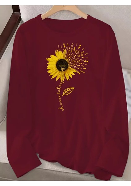 Mottisfashion Kadın Uzun Kollu Bisiklet Yaka Ayçiçeği Desenli Viskon Bluz fiyatları