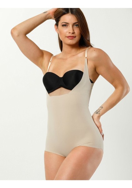 Kadın Ten Göğüs Destekli Body 2 Beden Incelten Hayalet Korse