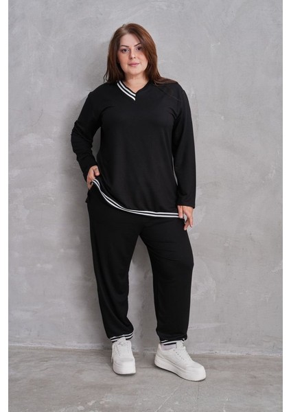 Mottisfashion Kadın Yeni Sezon Uzun Kollu Ribana Detay Ikili Takım