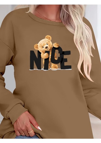 Mottisfashion Kadın Uzun Kollu Bisiklet Yaka Viskon Iki Iplik Bluz