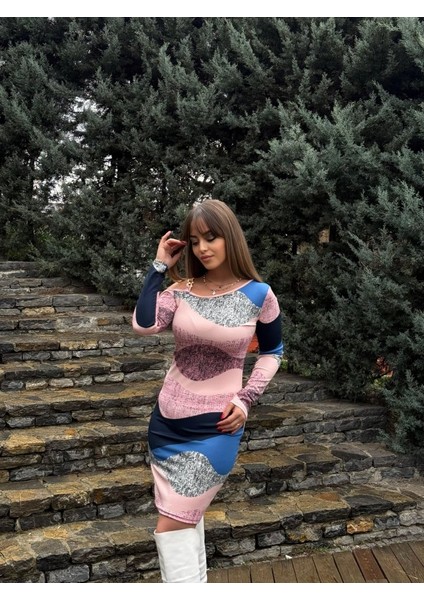 Mottisfashion Kadın Uzun Kollu Tek Omuzu Askı Toka Detaylı Kısa Dalgıç Elbise modelleri