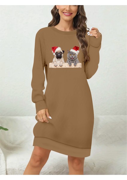 Mottisfashion Kadın Uzun Kollu Bisiklet Yaka Desenli Viskon Iki Iplik Bluz