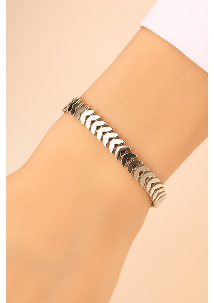 Gümüş Renk Kılçık Unisex Çelik Bileklik - 3368