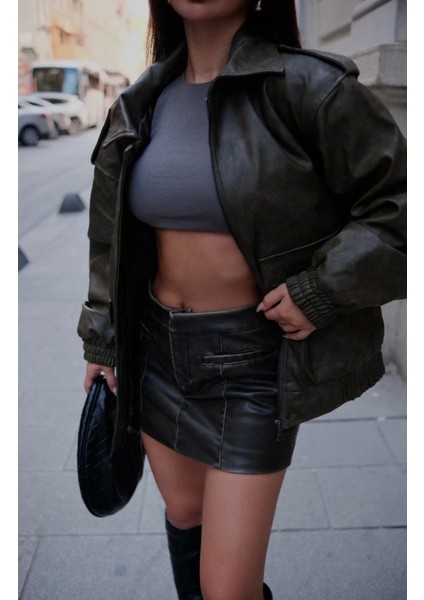 Mottisfashion Suni Deri Pilot Ceket