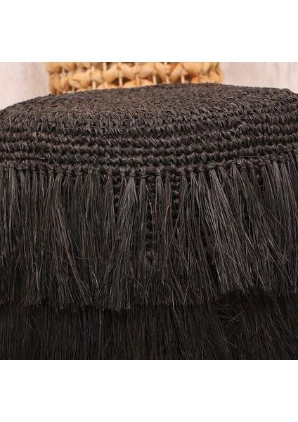 Mylamp Rafya Saçaklı Siyah Puf 45X48 cm fırsatları