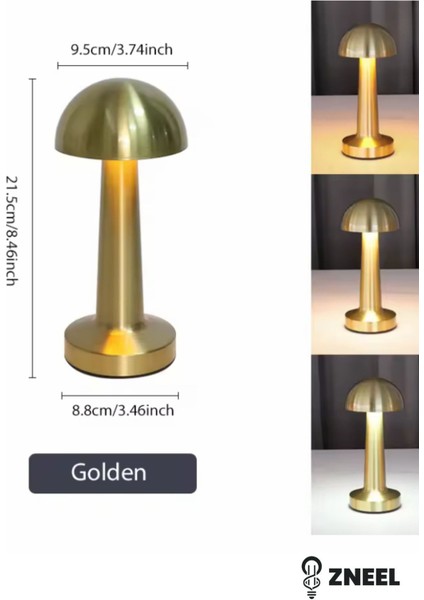 Gold Dokunmatik Metal Masa Lambası 3 Renk Ayarlı, Şarjlı, 8 Saat Işık Süresi modelleri
