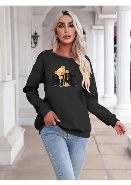 Mottisfashion Kadın Uzun Kollu Bisiklet Yaka Viskon Iki Iplik Bluz