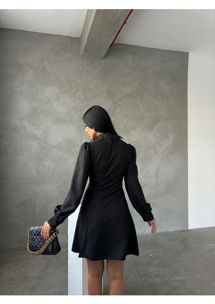 Mottisfashion Kadın Uzun Kollu Balıkçı Yaka Göğüs Detay Diz Üstü Elbise fırsatları