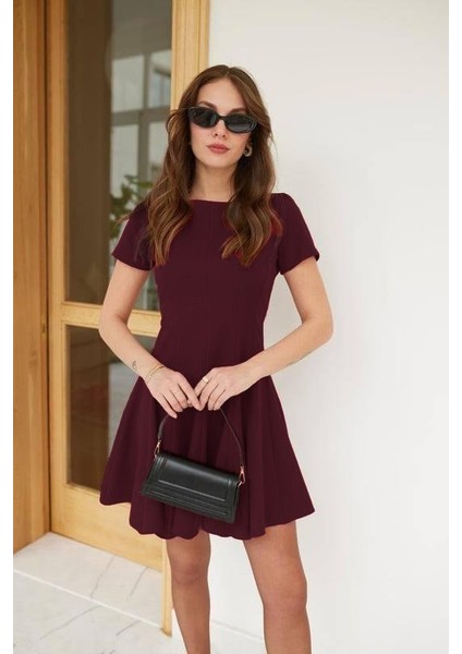 Mottisfashion Kadın Kısa Kollu Kiloş Ithal Krep Elbise