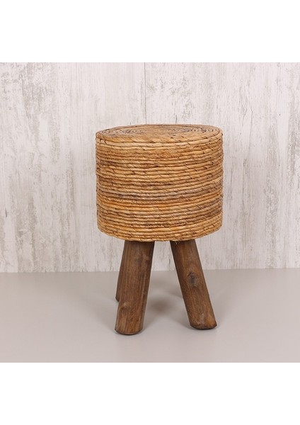 Mylamp Muz Yaprağı Puf & Stools-Doğal Teak Ağacı Gövde 32X50 cm