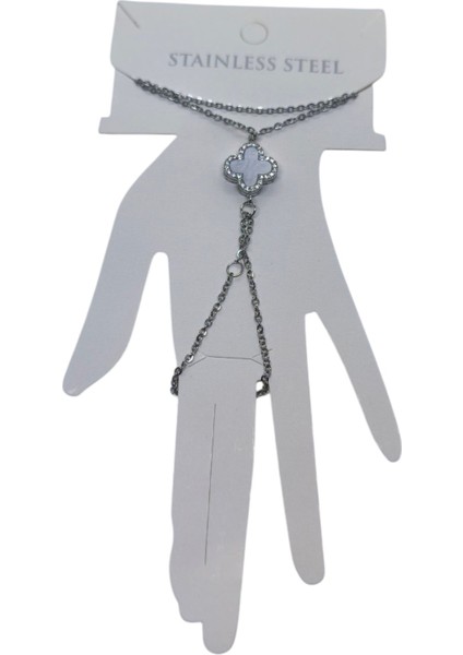 Gümüş Renk Van Clef Çift Yönlü Önü Beyaz Araksı Siyah Çelik Şahmeran - 3516 fırsatları