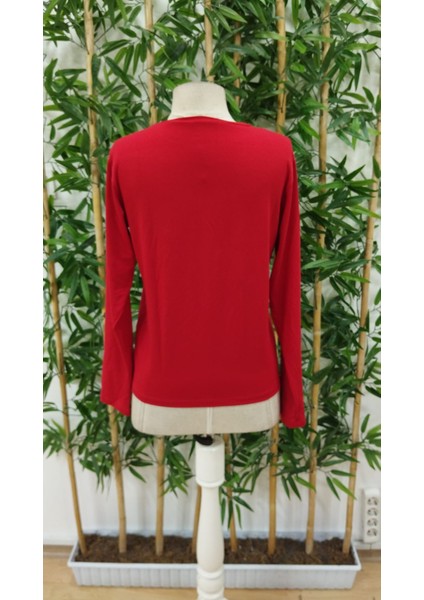 Mottisfashion Kadın Uzun Kollu Bisiklet Yaka Gülümseyen Surat Desenli Viskon Bluz indirimleri