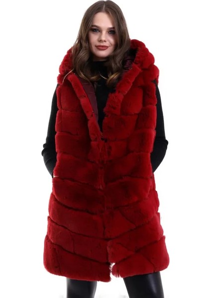 Mottisfashion Reks Kapüşonlu Yelek - Kırmızı fırsatları