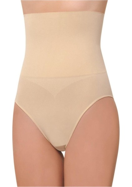 Kadın Bej Toparlayıcı Silikonlu Yüksek Bel Slip Korse