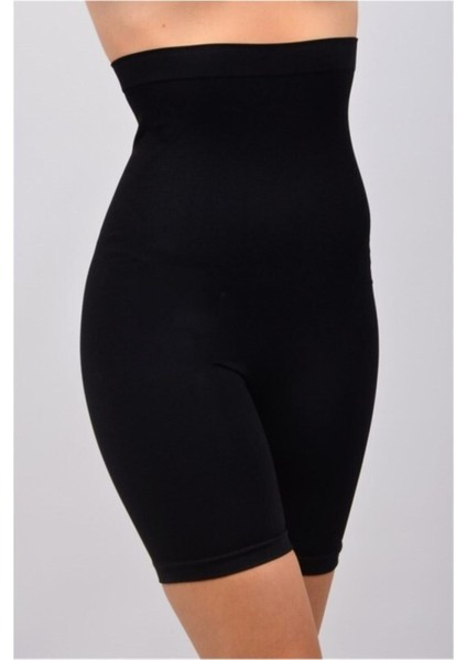 Kadın Siyah Göbek ve Bacak Bölgesi Için Toparlayıcı Paçalı Korse
