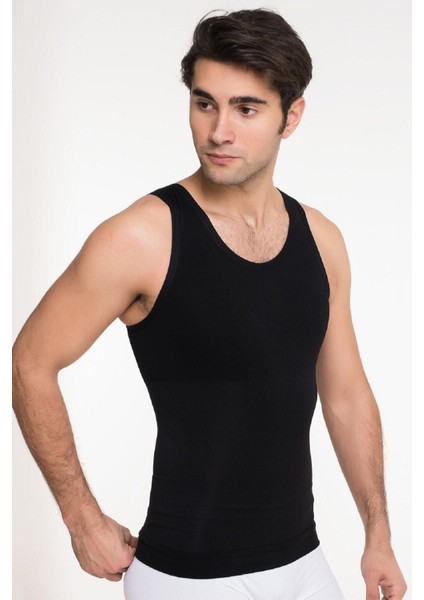 Erkek Siyah Renk Toparlayıcı Iki Beden Göbek Incelten Korse Atlet Erkek Korsesi