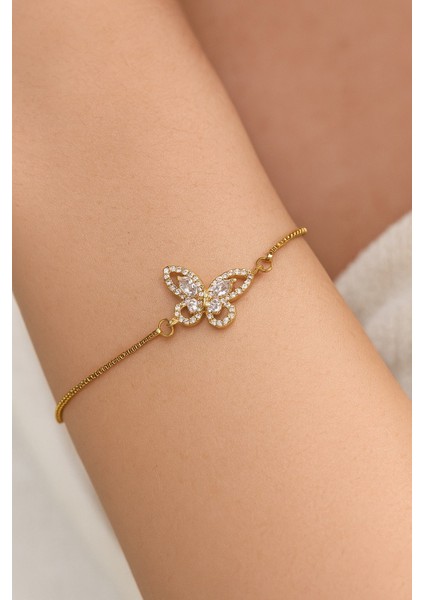 Altın Renk Kelebek Asansör Çelik Bileklik - 3632 fiyatları