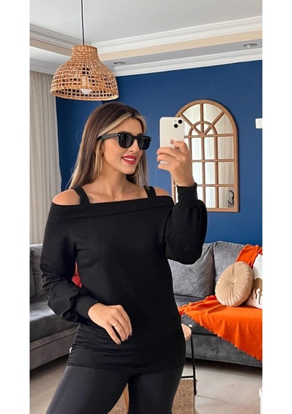 Mottisfashion Kadın Askılı Iki Omuzu Açık Salaş Yün Viskon Bluz indirimleri