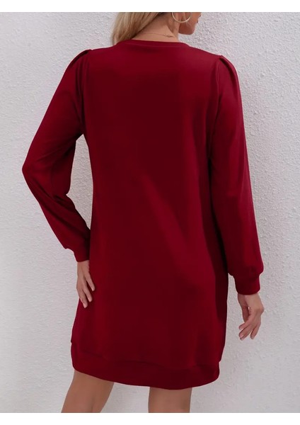 Mottisfashion Kadın Uzun Kollu Bisiklet Yaka Iki Iplik Elbise fırsatları