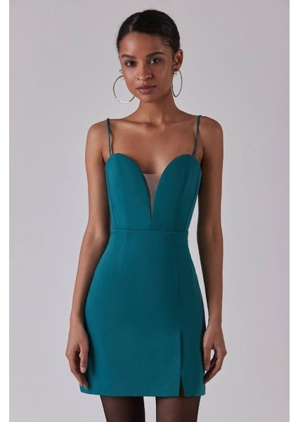 Mottisfashion Kadın Derin V Yaka Sırt Dekolteli Fırsat Ürün Mini Elbise