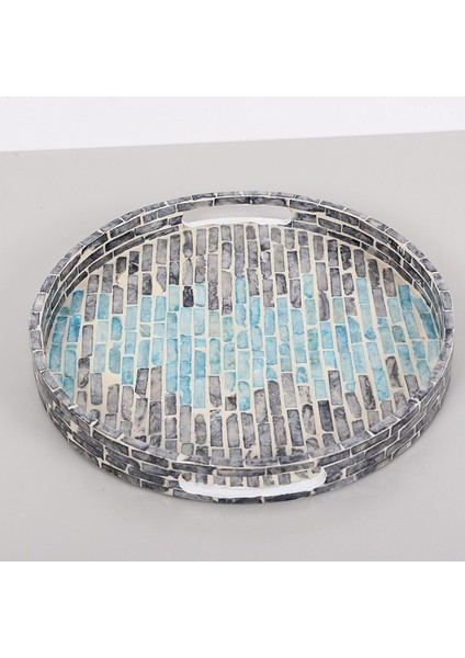 Mylamp Pure Sedef 30 X3,5 Cm. Black/blue Sedefli Mozaik Tepsi