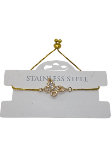 Altın Renk Kelebek Asansör Çelik Bileklik - 3632 indirimleri