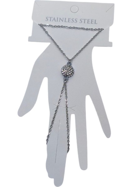 Gümüş Renk Beyaz Taş Yuvarlak Çelik Şahmeran - 3555 fiyatları