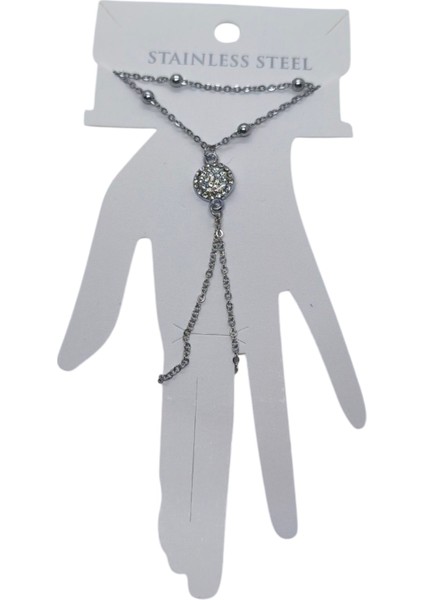 Gümüş Renk Beyaz Taş Yuvarlak Çelik Şahmeran - 3555 modelleri