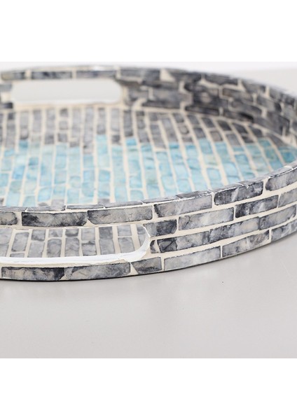 Mylamp Pure Sedef 40 X4,5cm. Black/blue Sedefli Mozaik Tepsi modelleri