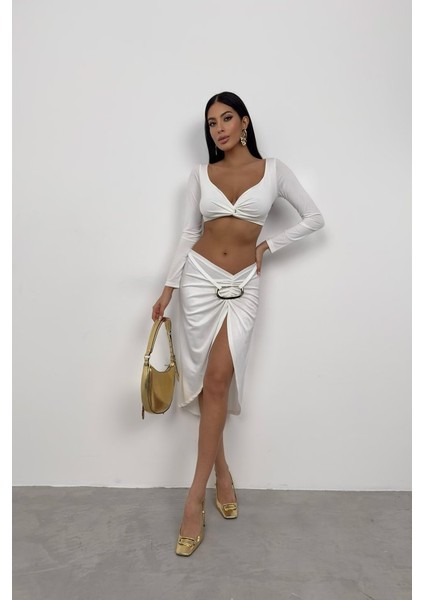 Mottisfashion Toka Detay Asimetrik Etek