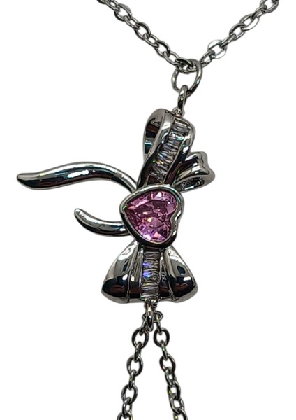 Gümüş Renk Pembe Taş Fiyonk Çelik Şahmeran - 3560 modelleri