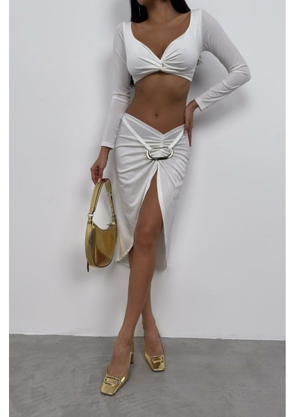 Mottisfashion Toka Detay Asimetrik Etek