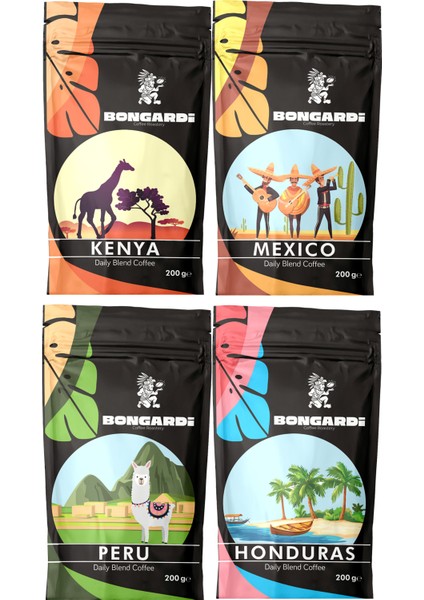 4X200 gr Peru Honduras Mexico El Salvador Filtre Kahve Seti