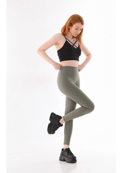 Kadın Hafif Korseli Şardonlu Fitilli Toparlayıcı Kışlık Tayt indirimleri