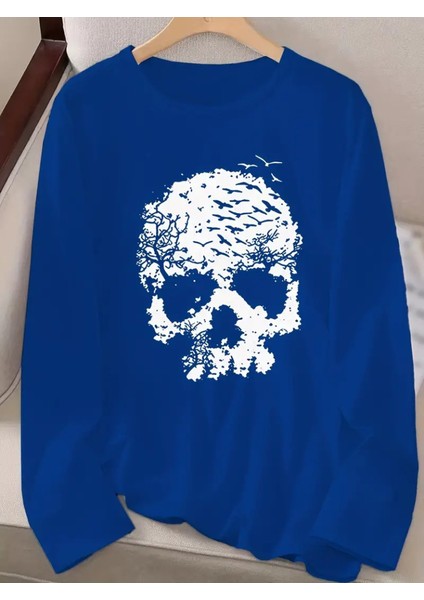 Mottisfashion Kadın Uzun Kollu Bisiklet Yaka Ayçiçeği Desenli Viskon Bluz