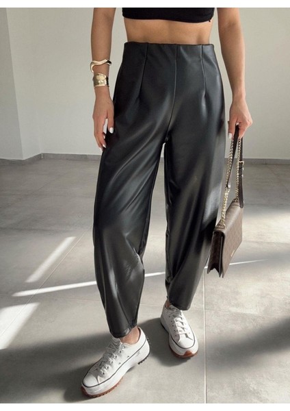 Mottisfashion Kadın Deri Kumaş Şardolu Balon Pantolon modelleri