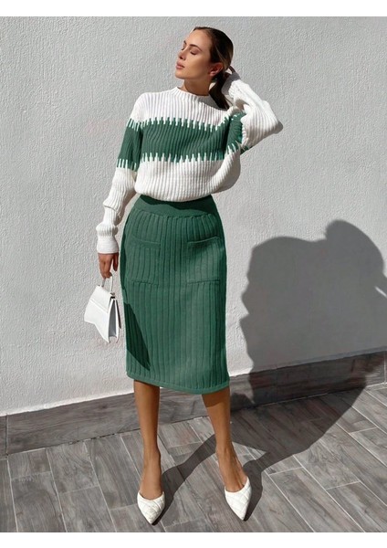 Mottisfashion Kadın Uzun Kollu Triko Etekli Takım fırsatları
