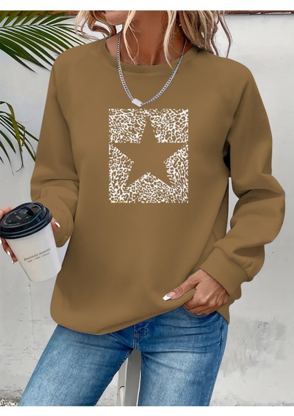 Mottisfashion Kadın Uzun Kollu Bisiklet Yaka Desenli Viskon Iki Iplik Bluz modelleri