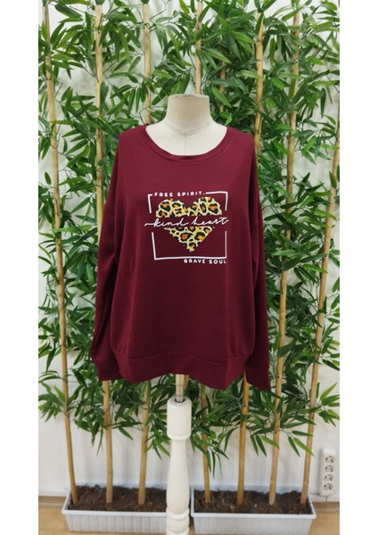 Mottisfashion Kadın Uzun Kollu Bisiklet Yaka Desenli Viskon Iki Iplik Bluz