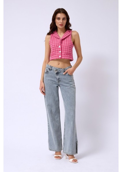 Mottisfashion Kazayağı Crop Yelek