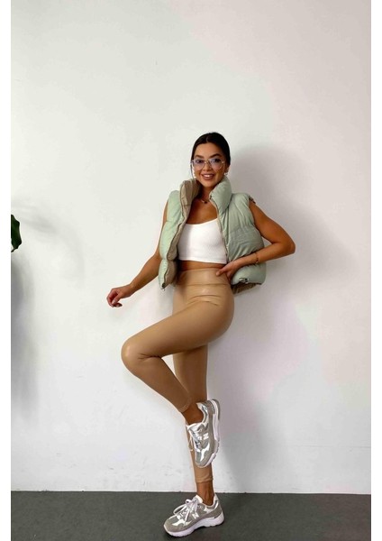 Mottisfashion Kadın Yüksek Bel Içi Şardonlu Fırsat Ürün Toparlayıcı Tayt