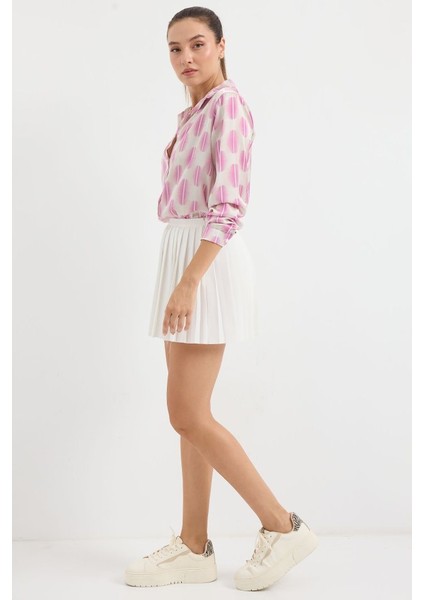 Mottisfashion 3964 Hafif Dökümlü Saten Gömlek - B.pembe modelleri