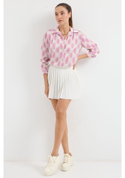 Mottisfashion 3964 Hafif Dökümlü Saten Gömlek - B.pembe fırsatları