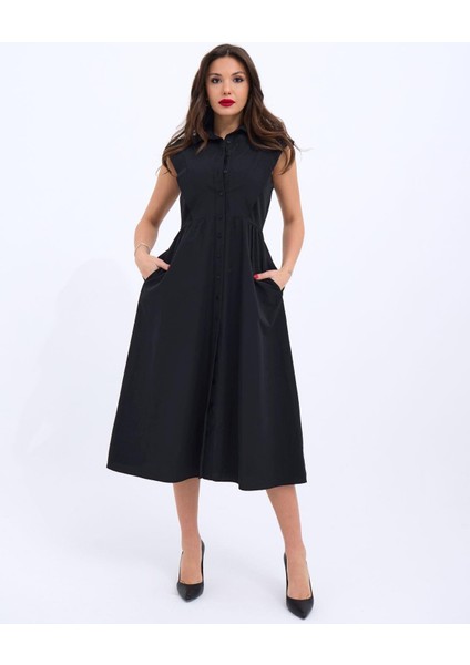 Mottisfashion 6338 Elbise-Siyah