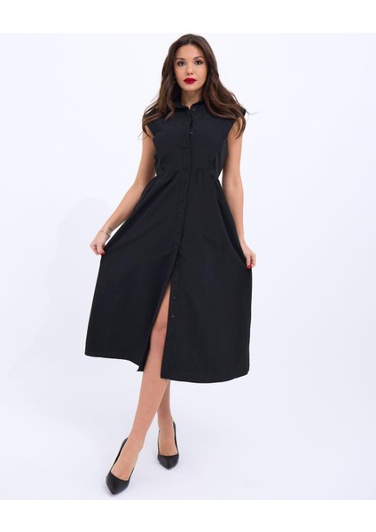 Mottisfashion 6338 Elbise-Siyah