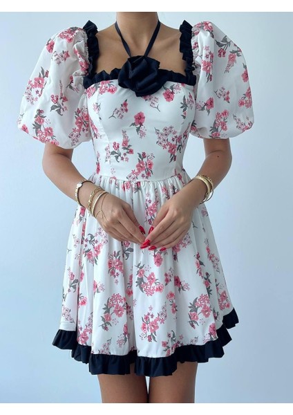 Mottisfashion Wismar Gül Detay Elbise